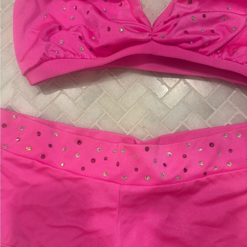 NFL pro dance dallaswear Cheer Glamorous Pink Rhinestone Set - Picture 3 of 3